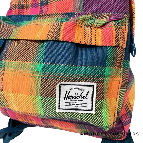 Herschel Supply Co. Orange Green Red Plaid Mini Backpack - Picture 7 of 14